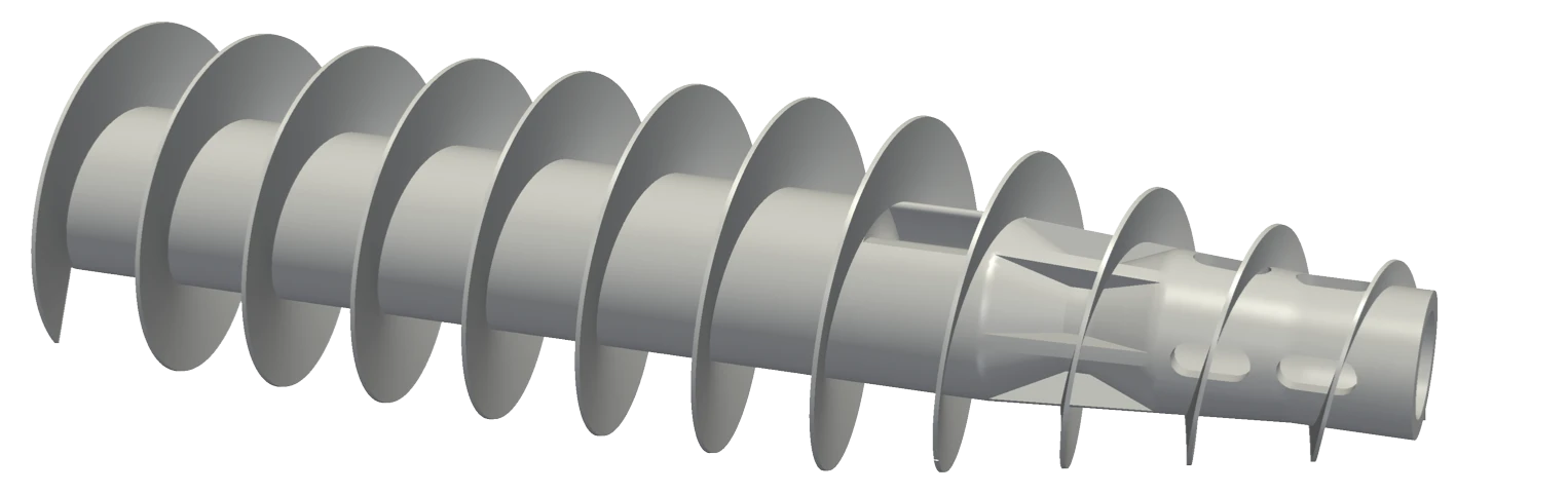 Modelo CAD del mismo sinfín, listo para fabricar